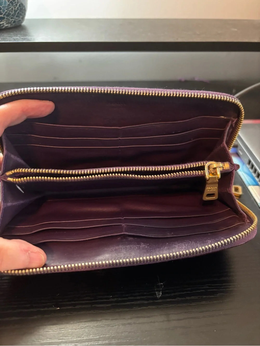 Authentic Prada Tessuto Nylon Zip-Around Long Wallet – Violet/Purple